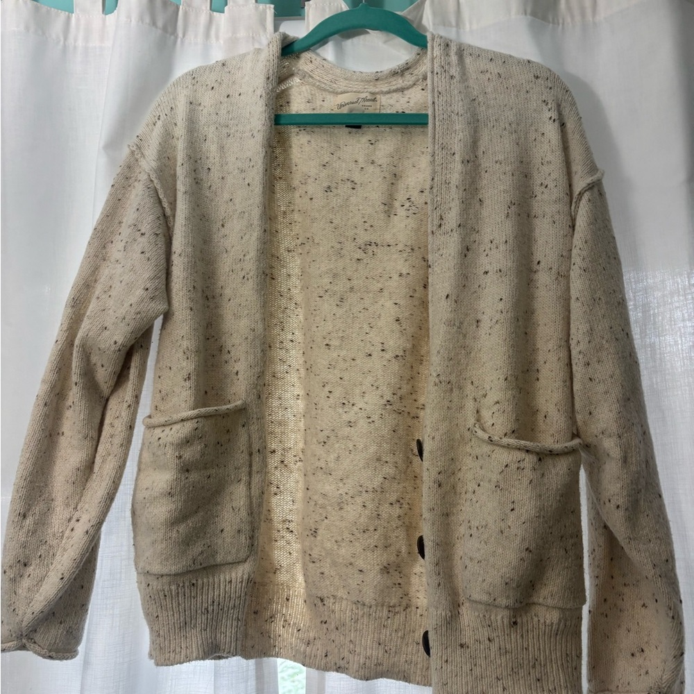Cream Speckled Open Cardigan
